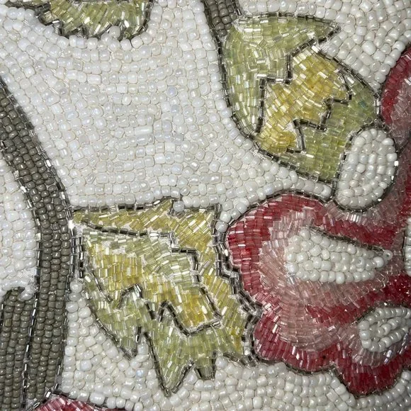 PRIMROSE VINTAGE Set of 2 Floral Pink Rose Beaded 12” Throw Decorative Pillows - Picture 10 of 15